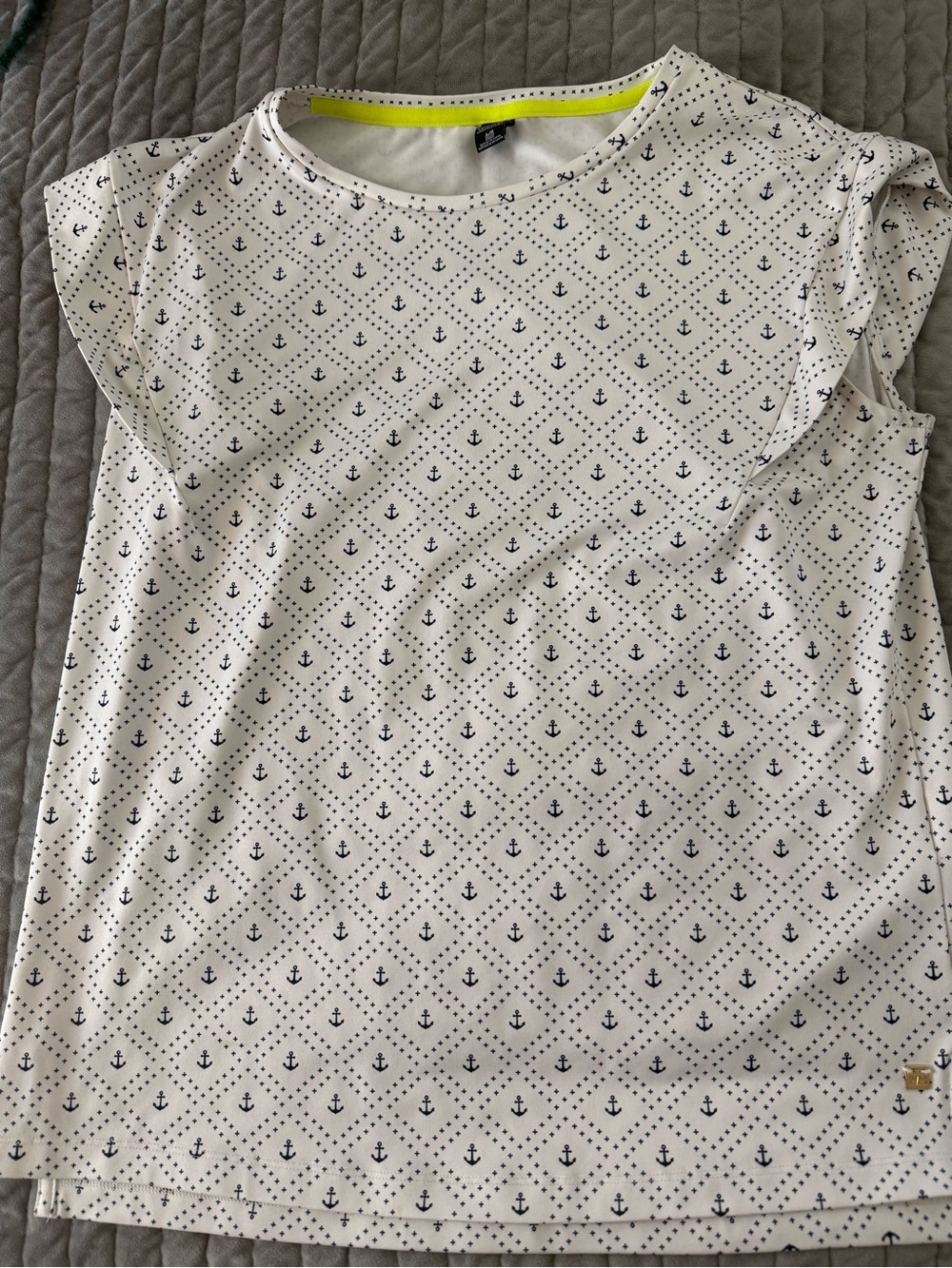 Women’s Helly Hansen White and Navy Anchor Print Short Sleeve Top